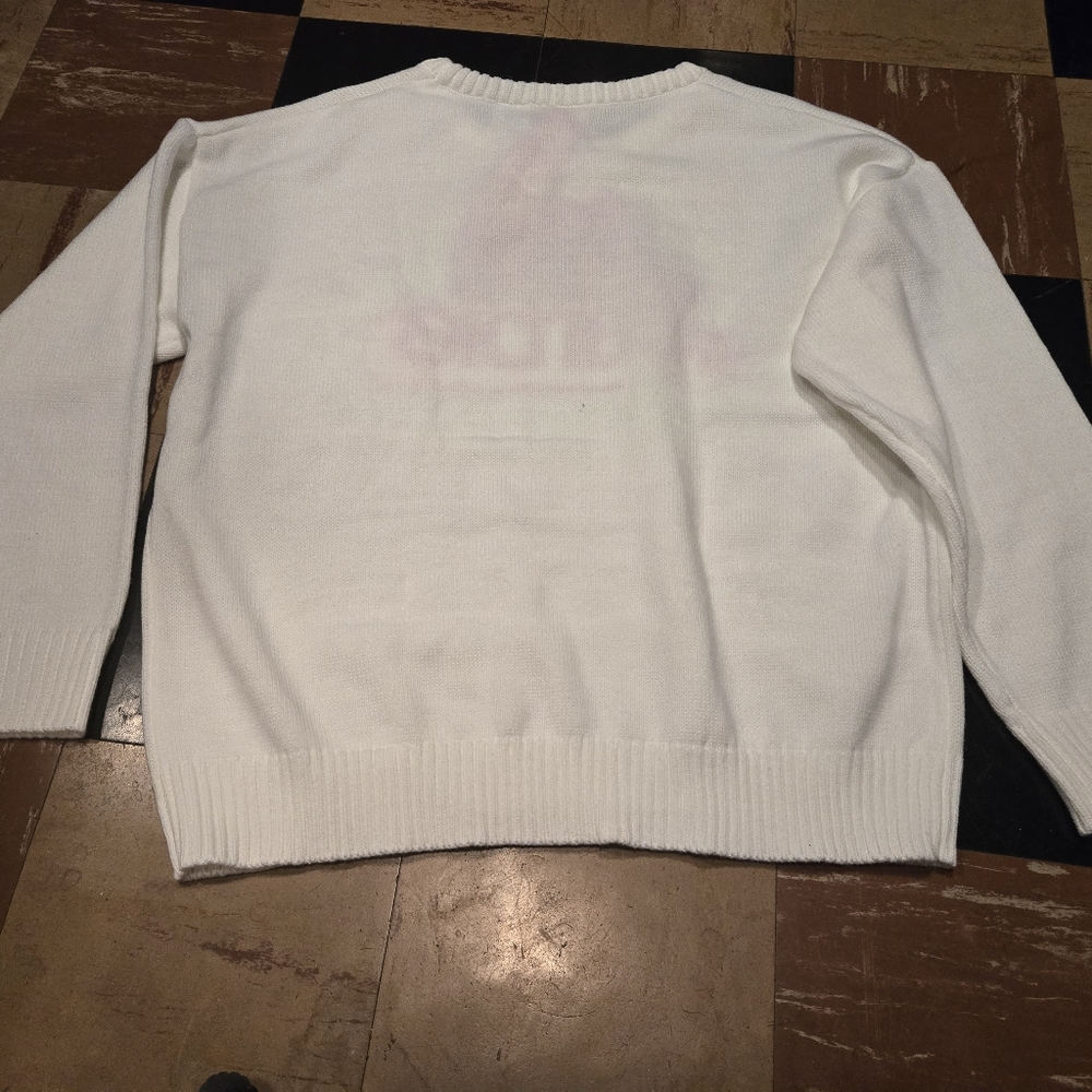 Barbie hpt pink and cream sweater in a misses size large brand new with tags - Picture 4 of 7